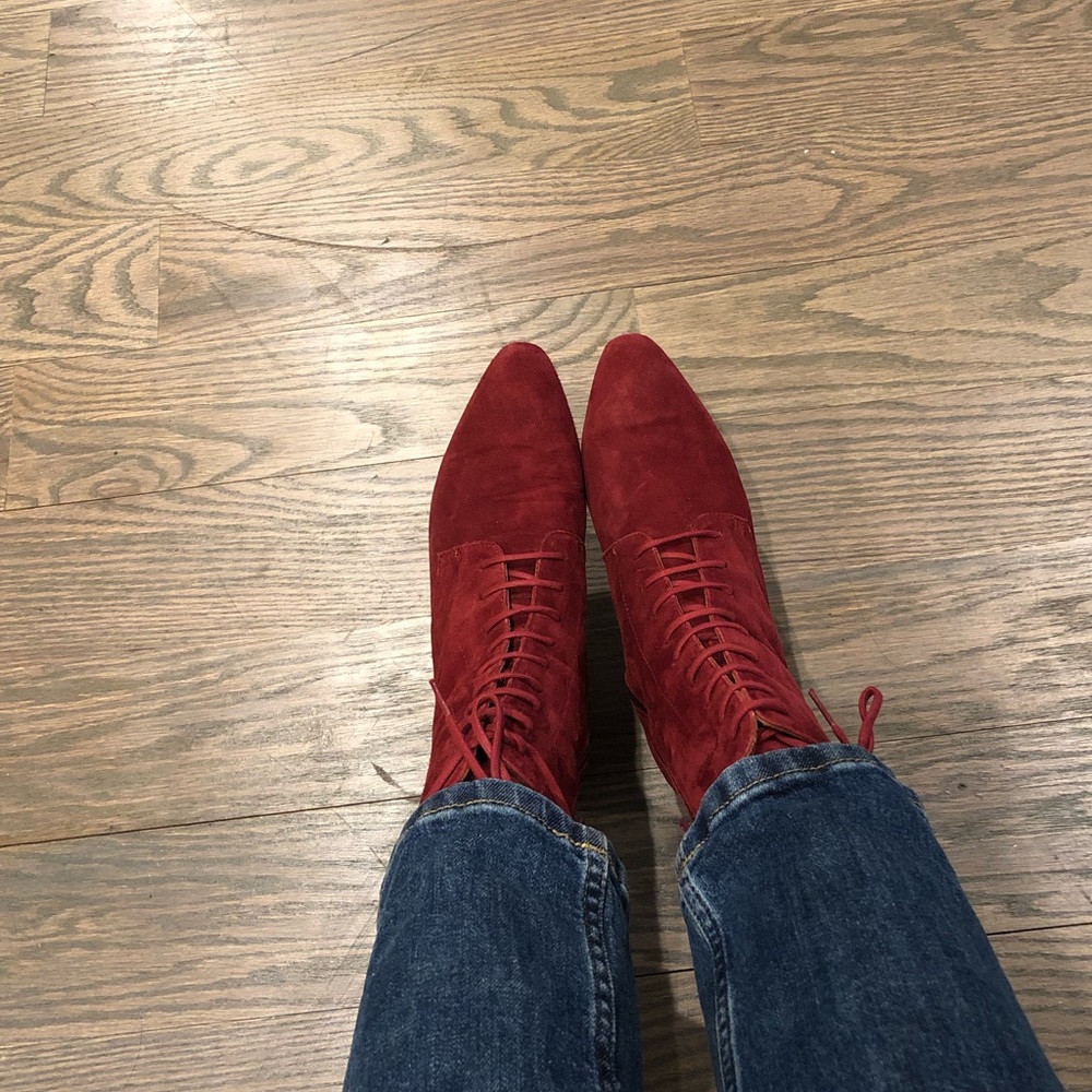Miista red suede lace up boots